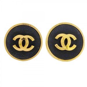 CHANEL Black Logo Earrings